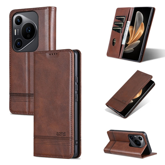 For Huawei Pura 70 Pro / 70 Pro+ AZNS Magnetic Calf Texture Flip Leather Phone Case(Dark Brown) by AZNS