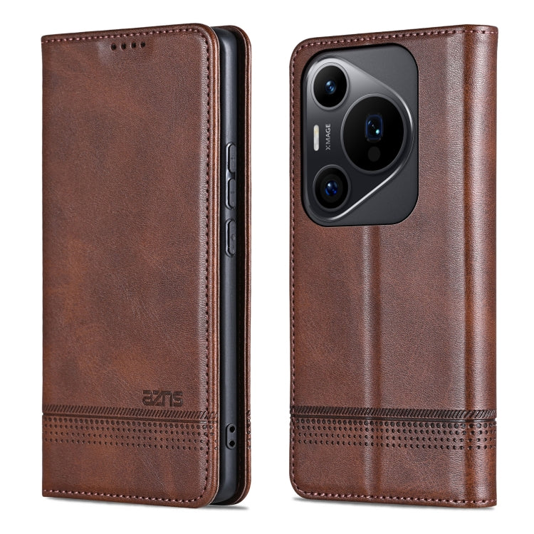 For Huawei Pura 70 Pro / 70 Pro+ AZNS Magnetic Calf Texture Flip Leather Phone Case(Dark Brown) by AZNS