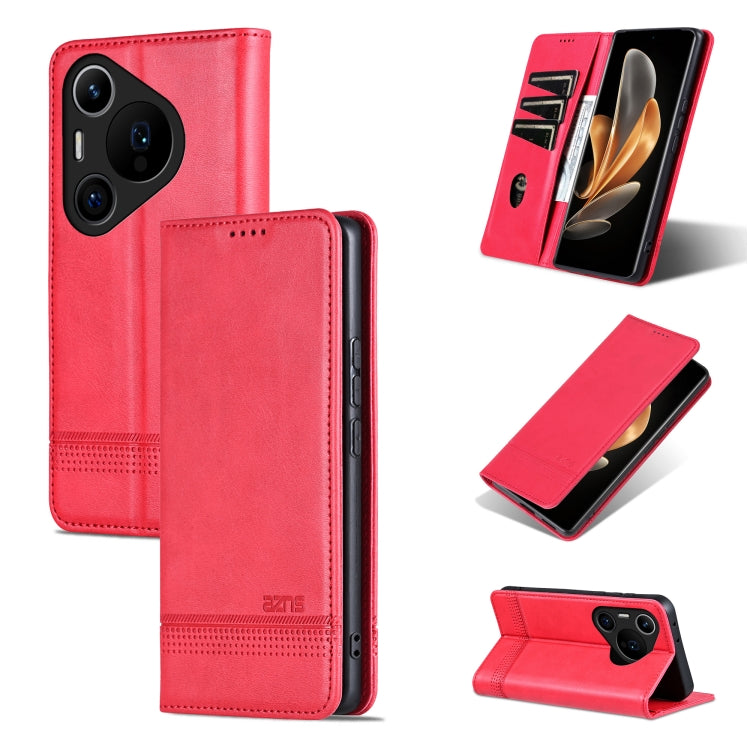 For Huawei Pura 70 Pro / 70 Pro+ Fine Hole AZNS Magnetic Calf Texture Flip Leather Phone Case(Red) by AZNS