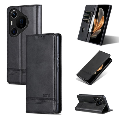 For Huawei Pura 70 Pro / 70 Pro+ Fine Hole AZNS Magnetic Calf Texture Flip Leather Phone Case(Black) by AZNS