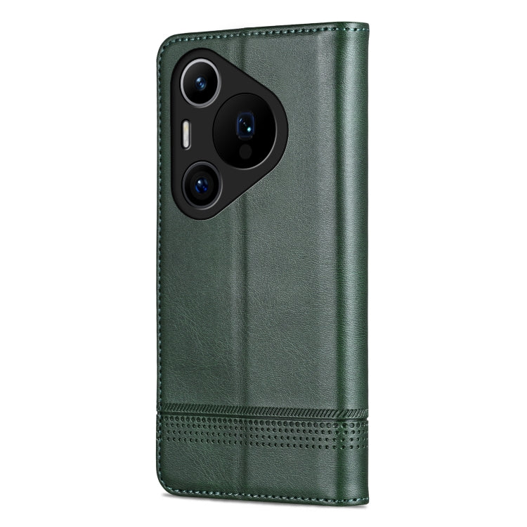 For Huawei Pura 70 Pro / 70 Pro+ Fine Hole AZNS Magnetic Calf Texture Flip Leather Phone Case(Dark Green) by AZNS