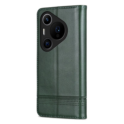 For Huawei Pura 70 Pro / 70 Pro+ Fine Hole AZNS Magnetic Calf Texture Flip Leather Phone Case(Dark Green) by AZNS