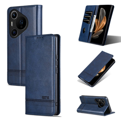 For Huawei Pura 70 Pro / 70 Pro+ Fine Hole AZNS Magnetic Calf Texture Flip Leather Phone Case(Dark Blue) by AZNS