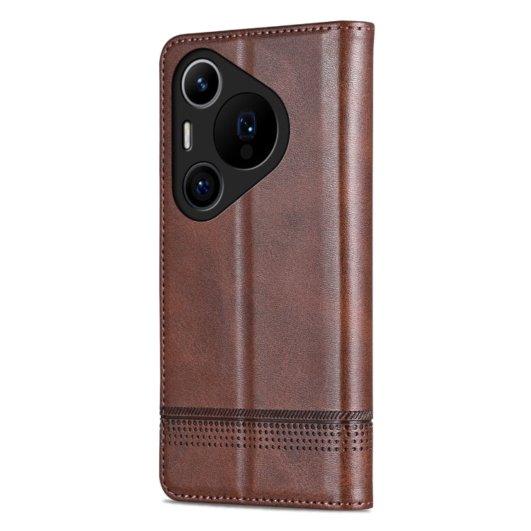 For Huawei Pura 70 Pro / 70 Pro+ Fine Hole AZNS Magnetic Calf Texture Flip Leather Phone Case(Dark Brown) by AZNS