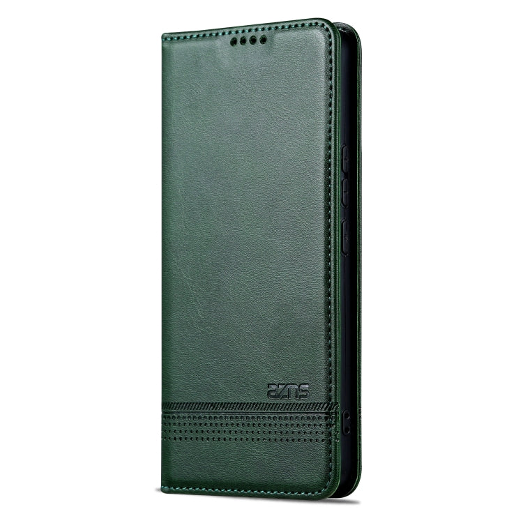 For Huawei Pura 70 Fine Hole AZNS Magnetic Calf Texture Flip Leather Phone Case(Dark Green) by AZNS