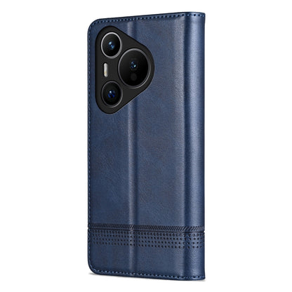 For Huawei Pura 70 Fine Hole AZNS Magnetic Calf Texture Flip Leather Phone Case(Dark Blue) by AZNS