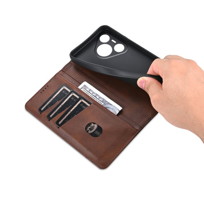 For Huawei Pura 70 Fine Hole AZNS Magnetic Calf Texture Flip Leather Phone Case(Dark Brown) by AZNS