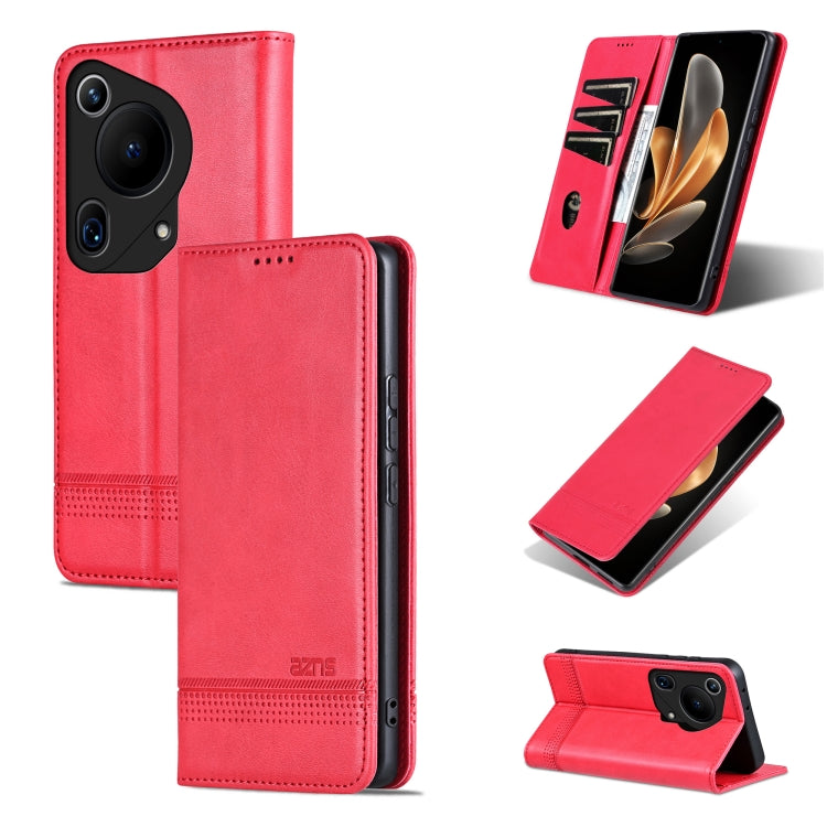 For Huawei Pura 70 Ultra AZNS Magnetic Calf Texture Flip Leather Phone Case(Red) by AZNS