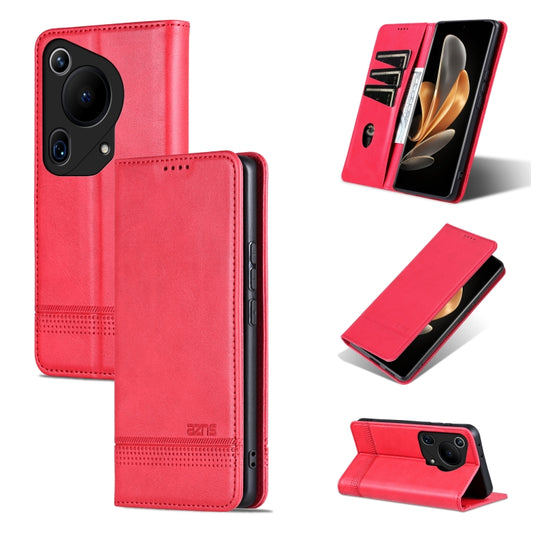 For Huawei Pura 70 Ultra AZNS Magnetic Calf Texture Flip Leather Phone Case(Red) by AZNS