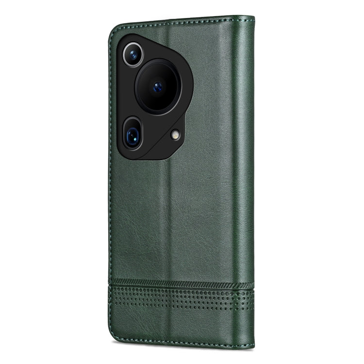 For Huawei Pura 70 Ultra AZNS Magnetic Calf Texture Flip Leather Phone Case(Dark Green) by AZNS