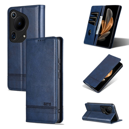 For Huawei Pura 70 Ultra AZNS Magnetic Calf Texture Flip Leather Phone Case(Dark Blue) by AZNS