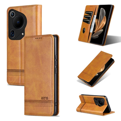 For Huawei Pura 70 Ultra AZNS Magnetic Calf Texture Flip Leather Phone Case(Light Brown) by AZNS