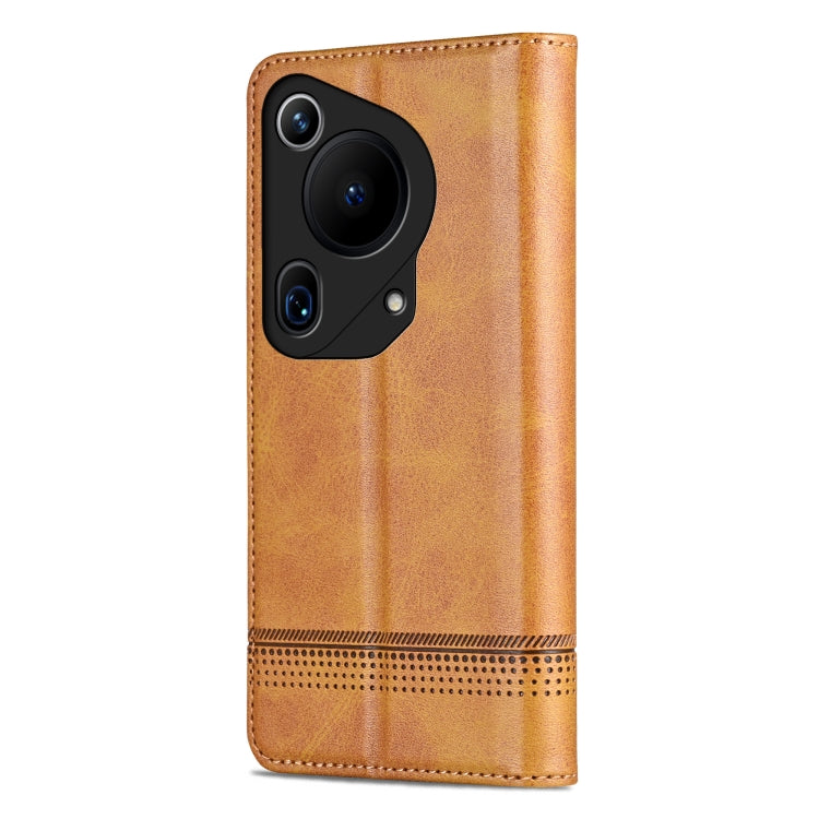 For Huawei Pura 70 Ultra AZNS Magnetic Calf Texture Flip Leather Phone Case(Light Brown) by AZNS