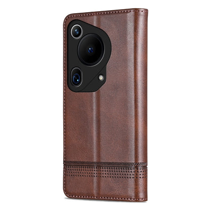 For Huawei Pura 70 Ultra AZNS Magnetic Calf Texture Flip Leather Phone Case(Dark Brown) by AZNS