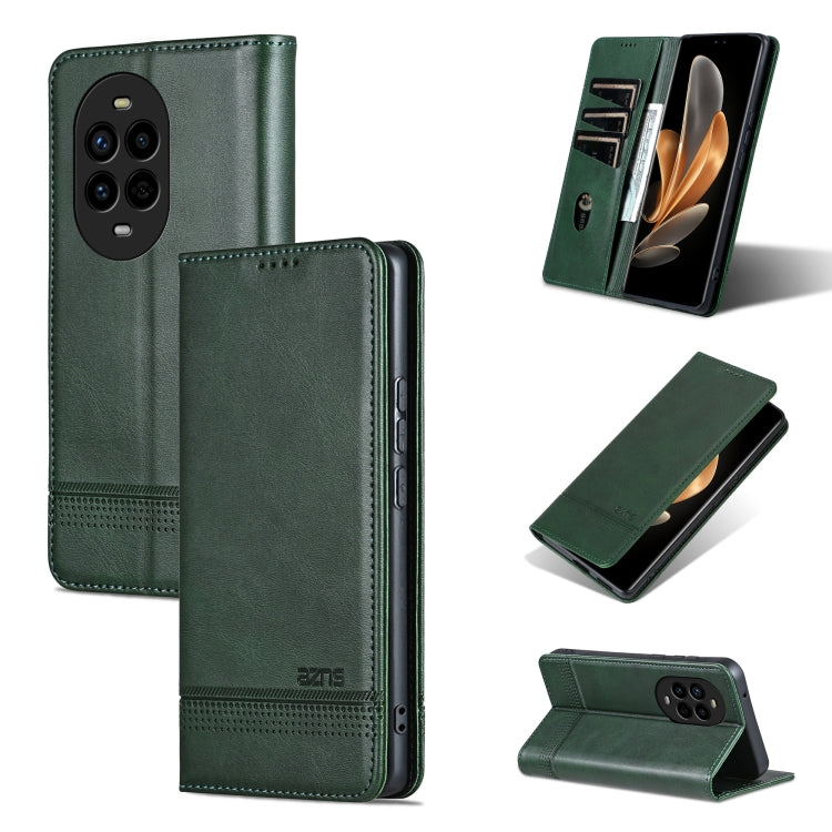 For Huawei nova 13 Pro AZNS Magnetic Calf Texture Flip Leather Phone Case(Dark Green) by AZNS