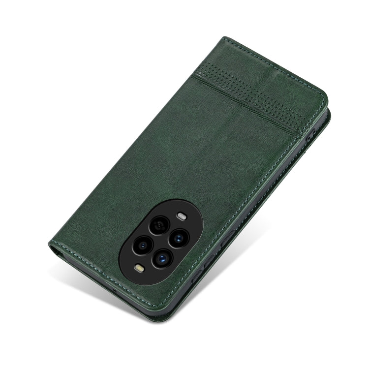For Huawei nova 13 Pro AZNS Magnetic Calf Texture Flip Leather Phone Case(Dark Green) by AZNS