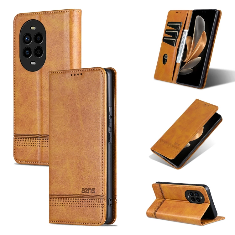 For Huawei nova 13 Pro AZNS Magnetic Calf Texture Flip Leather Phone Case(Light Brown) by AZNS