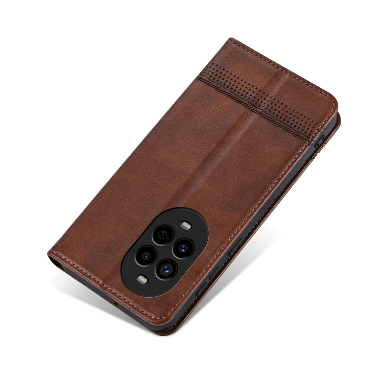 For Huawei nova 13 Pro AZNS Magnetic Calf Texture Flip Leather Phone Case(Dark Brown) by AZNS