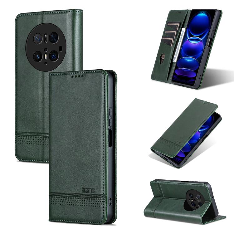 For Huawei Mate 70 Pro / 70 Pro+ AZNS Magnetic Calf Texture Flip Leather Phone Case(Dark Green) by AZNS