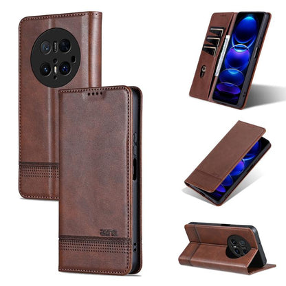 For Huawei Mate 70 Pro / 70 Pro+ AZNS Magnetic Calf Texture Flip Leather Phone Case(Dark Brown) by AZNS