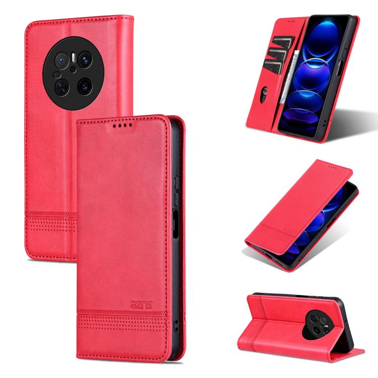 For Huawei Mate 70 AZNS Magnetic Calf Texture Flip Leather Phone Case(Red) by AZNS