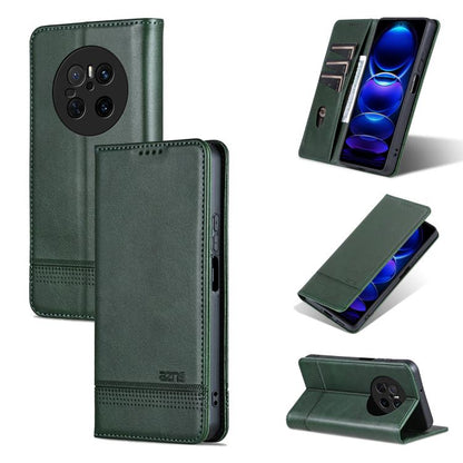 For Huawei Mate 70 AZNS Magnetic Calf Texture Flip Leather Phone Case(Dark Green) by AZNS