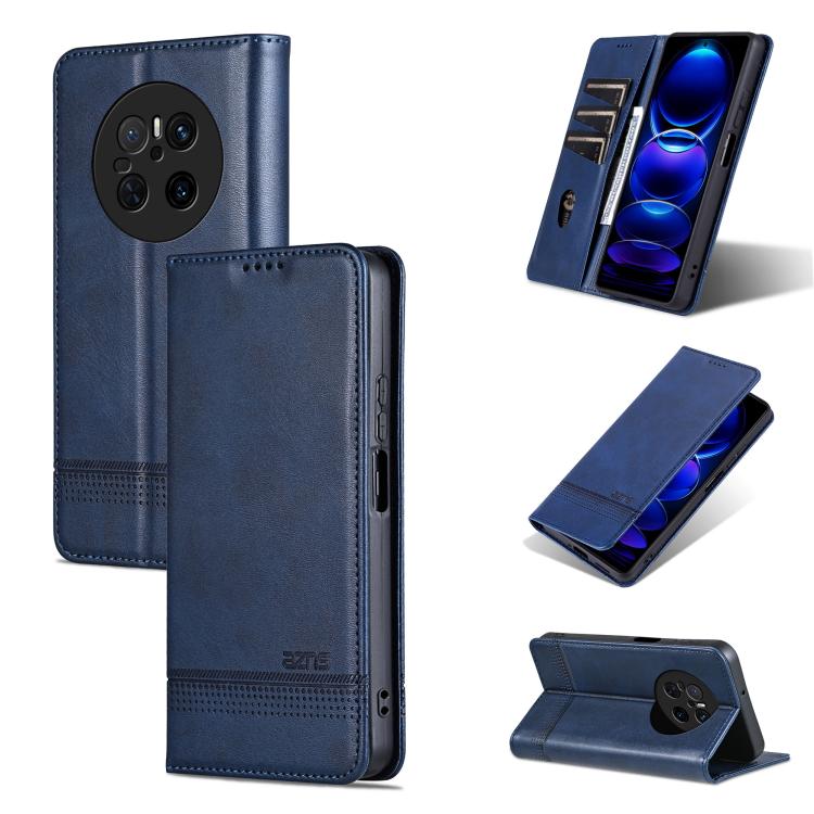 For Huawei Mate 70 AZNS Magnetic Calf Texture Flip Leather Phone Case(Dark Blue) by AZNS