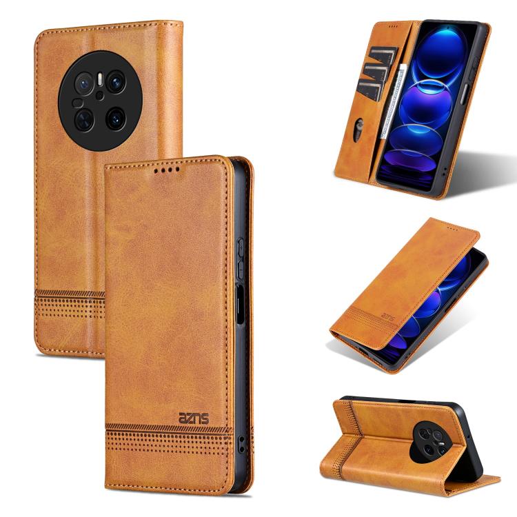 For Huawei Mate 70 AZNS Magnetic Calf Texture Flip Leather Phone Case(Light Brown) by AZNS