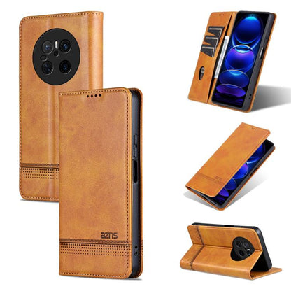For Huawei Mate 70 AZNS Magnetic Calf Texture Flip Leather Phone Case(Light Brown) by AZNS