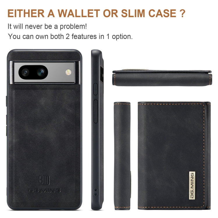 For Google Pixel 7A DG.MING M1 Series 3-Fold Multi Card Wallet + Magnetic Phone Case(Black) by DG.MING