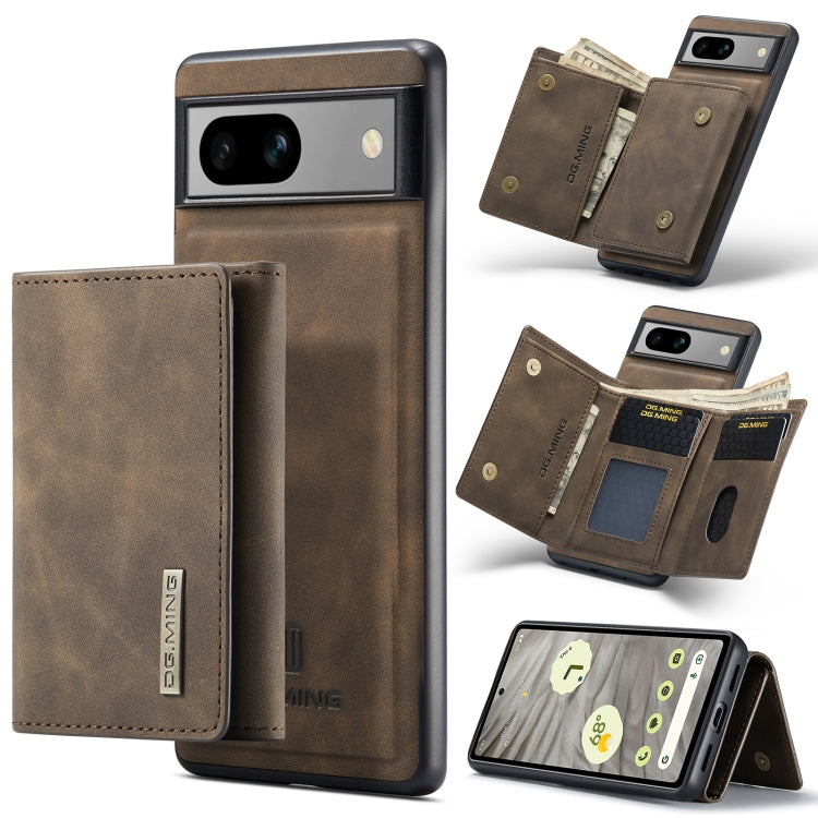 For Google Pixel 7A DG.MING M1 Series 3-Fold Multi Card Wallet + Magnetic Phone Case(Coffee) by DG.MING