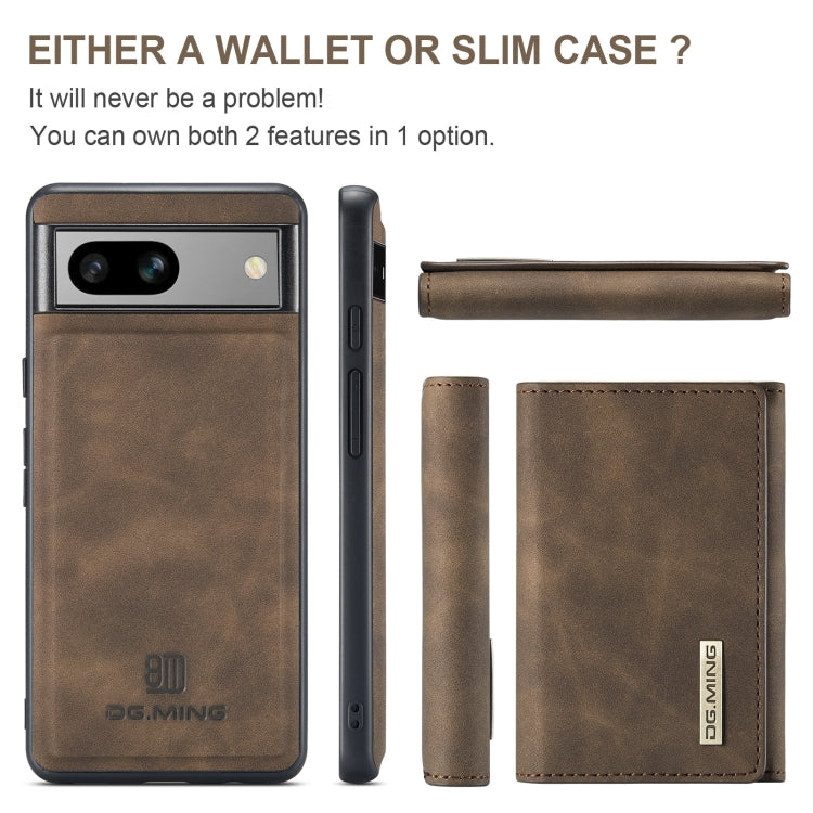 For Google Pixel 7A DG.MING M1 Series 3-Fold Multi Card Wallet + Magnetic Phone Case(Coffee) by DG.MING