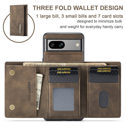 For Google Pixel 7A DG.MING M1 Series 3-Fold Multi Card Wallet + Magnetic Phone Case(Coffee) by DG.MING