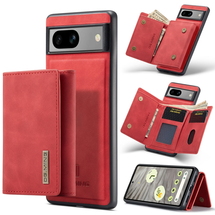 For Google Pixel 7A DG.MING M1 Series 3-Fold Multi Card Wallet + Magnetic Phone Case(Red) by DG.MING