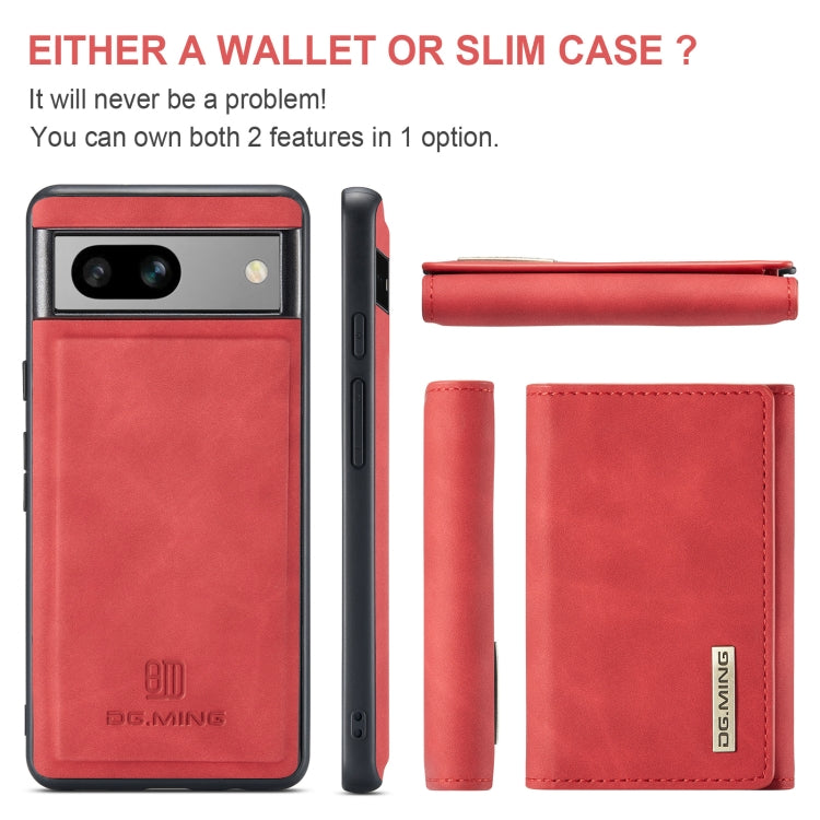 For Google Pixel 7A DG.MING M1 Series 3-Fold Multi Card Wallet + Magnetic Phone Case(Red) by DG.MING