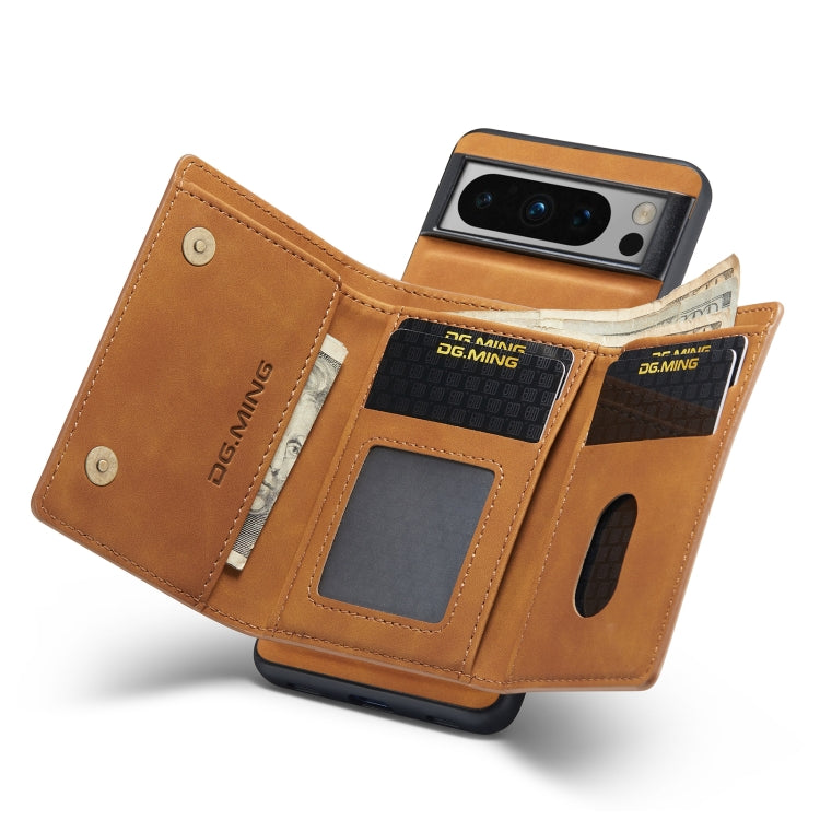 For Google Pixel 8 Pro DG.MING M1 Series 3-Fold Multi Card Wallet + Magnetic Phone Case(Brown) by DG.MING