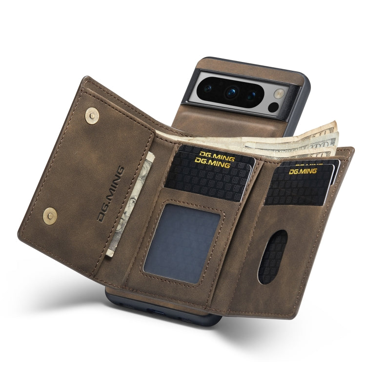 For Google Pixel 8 Pro DG.MING M1 Series 3-Fold Multi Card Wallet + Magnetic Phone Case(Coffee) by DG.MING