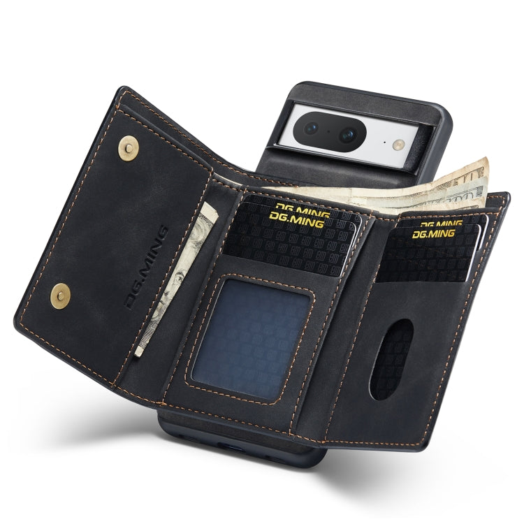 For Google Pixel 8 DG.MING M1 Series 3-Fold Multi Card Wallet + Magnetic Phone Case(Black) by DG.MING