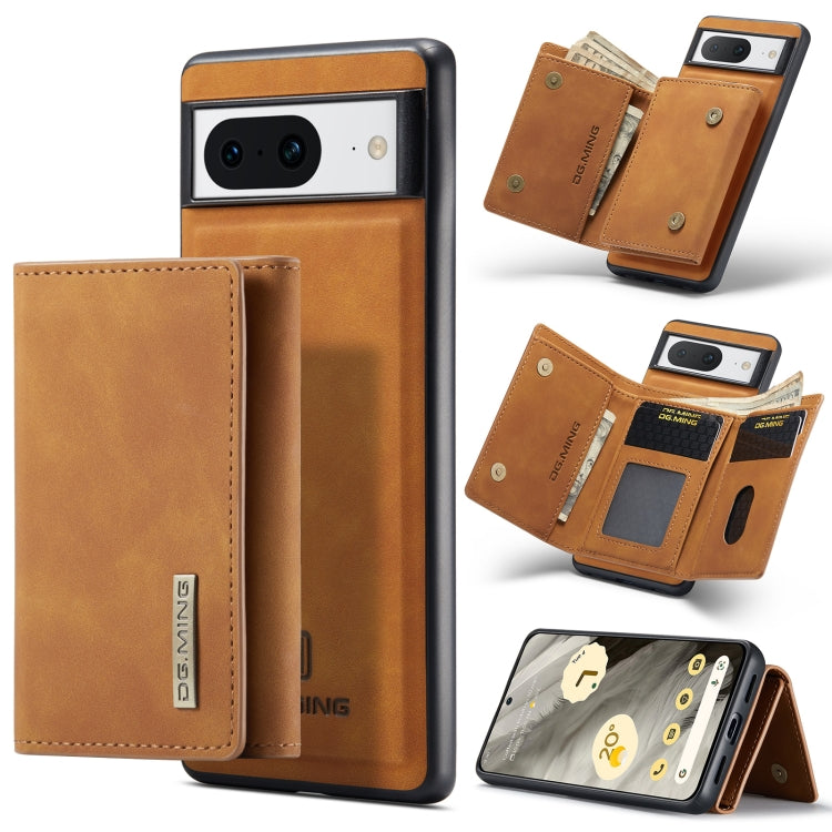 For Google Pixel 8 DG.MING M1 Series 3-Fold Multi Card Wallet + Magnetic Phone Case(Brown) by DG.MING