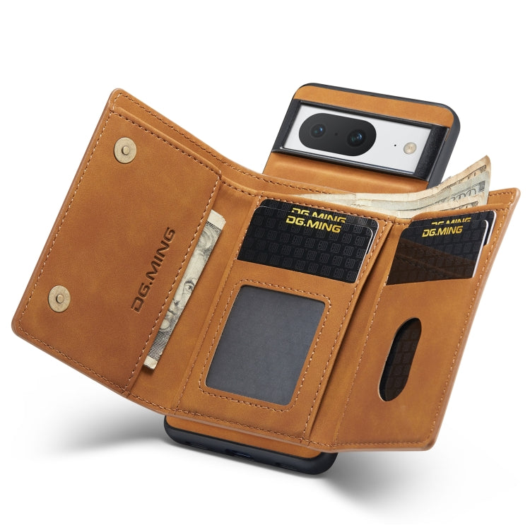 For Google Pixel 8 DG.MING M1 Series 3-Fold Multi Card Wallet + Magnetic Phone Case(Brown) by DG.MING
