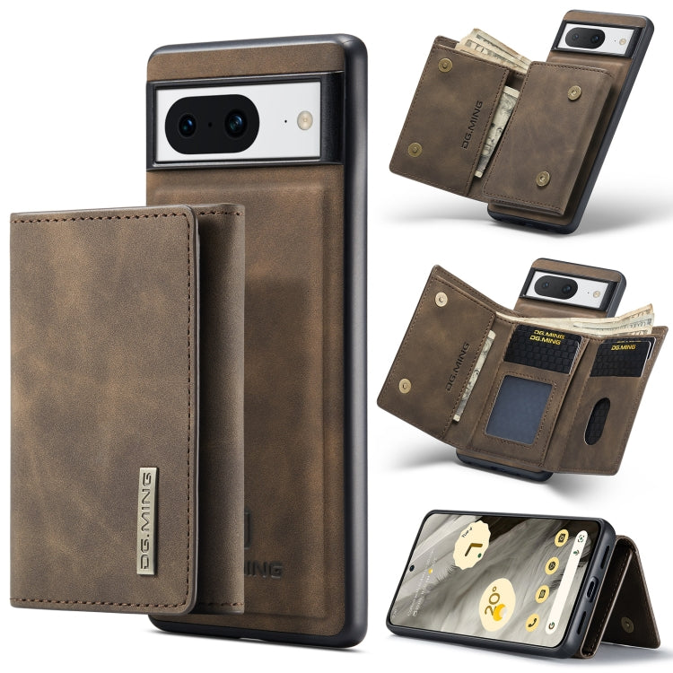 For Google Pixel 8 DG.MING M1 Series 3-Fold Multi Card Wallet + Magnetic Phone Case(Coffee) by DG.MING