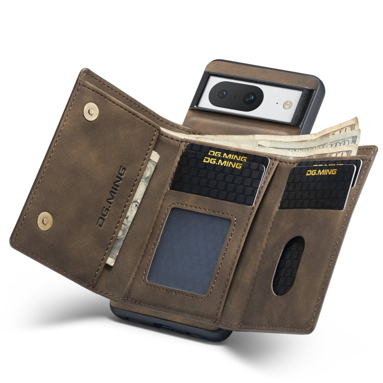 For Google Pixel 8 DG.MING M1 Series 3-Fold Multi Card Wallet + Magnetic Phone Case(Coffee) by DG.MING