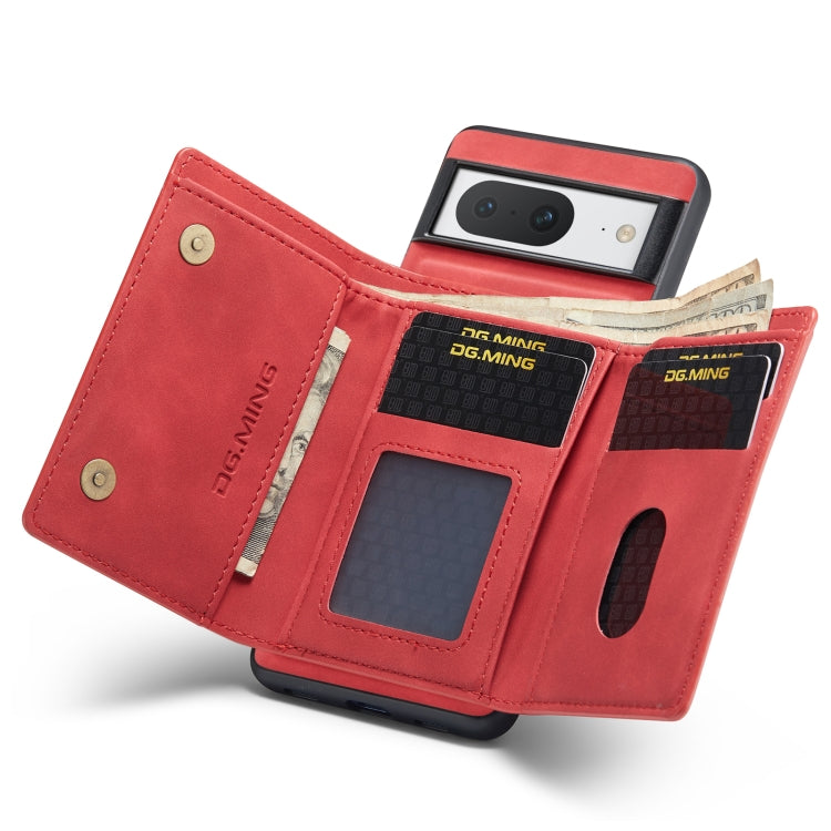 For Google Pixel 8 DG.MING M1 Series 3-Fold Multi Card Wallet + Magnetic Phone Case(Red) by DG.MING