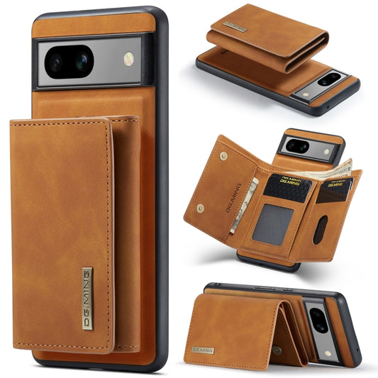 For Google Pixel 8A DG.MING M1 Series 3-Fold Multi Card Wallet + Magnetic Phone Case(Brown) by DG.MING