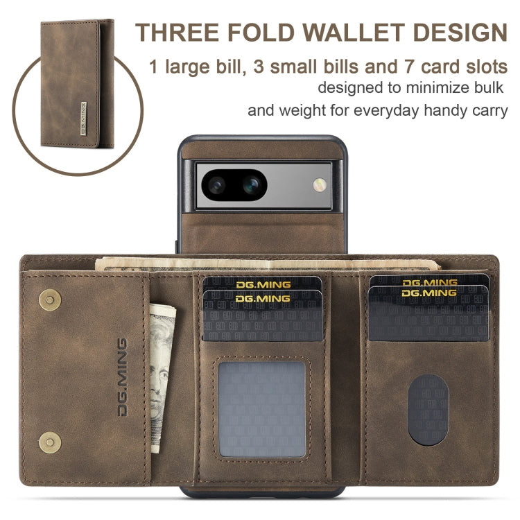 For Google Pixel 8A DG.MING M1 Series 3-Fold Multi Card Wallet + Magnetic Phone Case(Coffee) by DG.MING