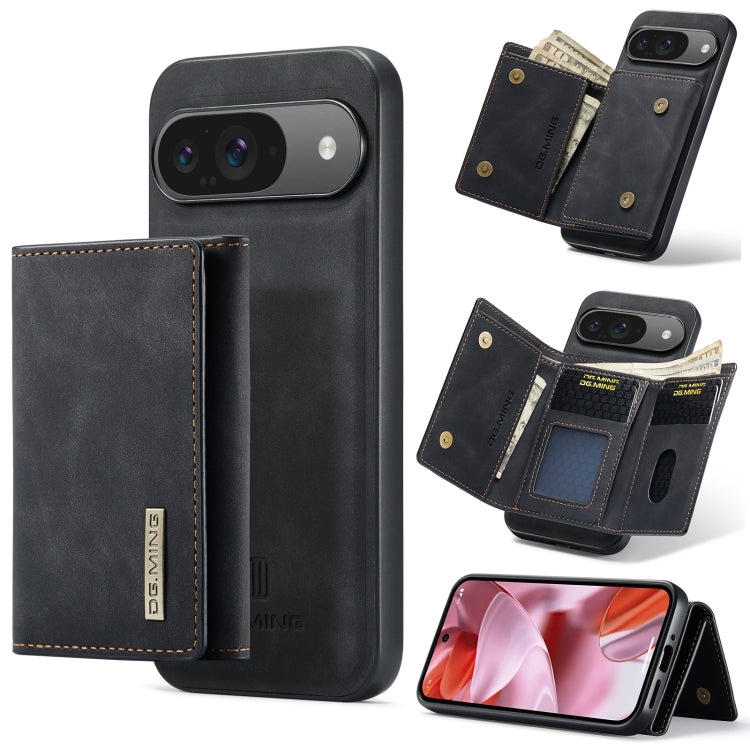 For Google Pixel 9 / 9 Pro DG.MING M1 Series 3-Fold Multi Card Wallet + Magnetic Phone Case(Black) by DG.MING
