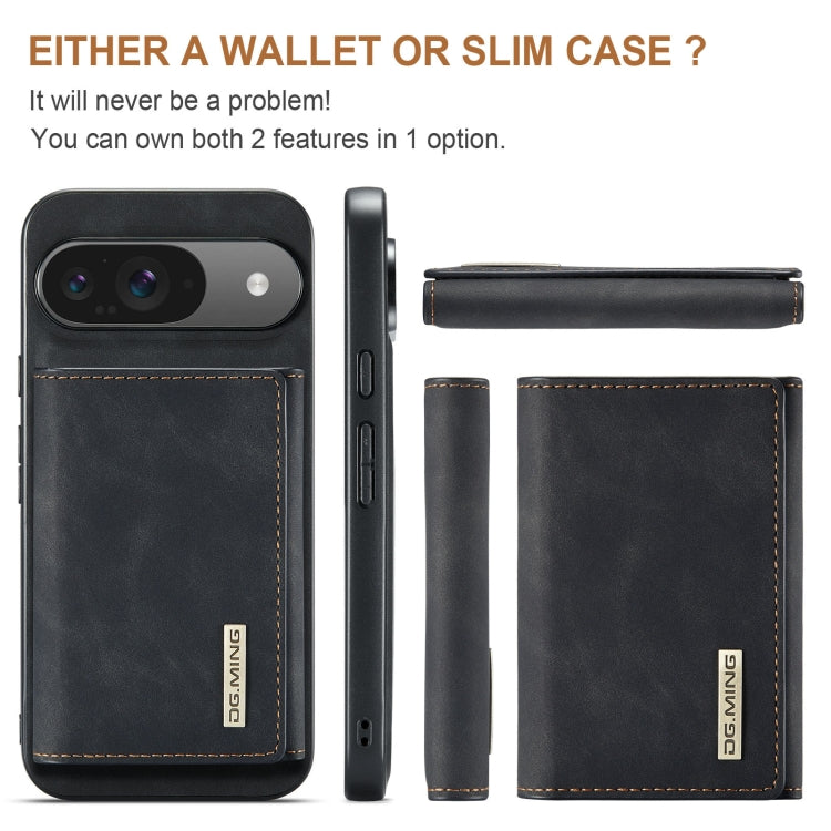 For Google Pixel 9 / 9 Pro DG.MING M1 Series 3-Fold Multi Card Wallet + Magnetic Phone Case(Black) by DG.MING