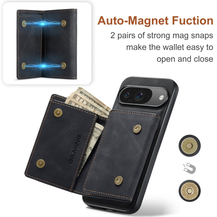 For Google Pixel 9 / 9 Pro DG.MING M1 Series 3-Fold Multi Card Wallet + Magnetic Phone Case(Black) by DG.MING