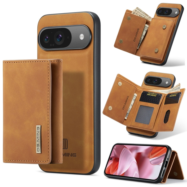 For Google Pixel 9 / 9 Pro DG.MING M1 Series 3-Fold Multi Card Wallet + Magnetic Phone Case(Brown) by DG.MING