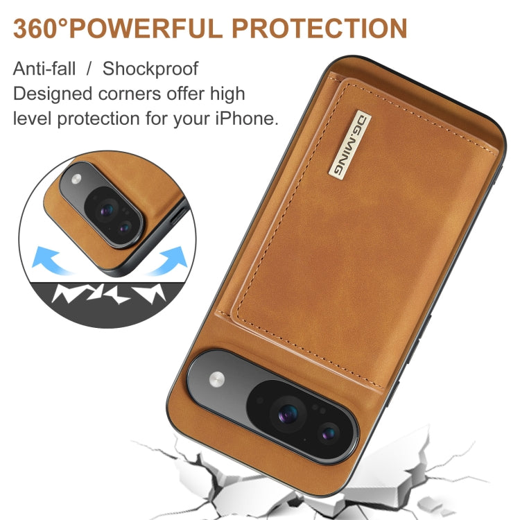 For Google Pixel 9 / 9 Pro DG.MING M1 Series 3-Fold Multi Card Wallet + Magnetic Phone Case(Brown) by DG.MING